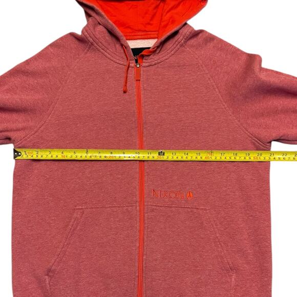 Nixon Red Unisex Zipper Front Cotton Blend Hoodie Size Medium - Picture 7 of 7